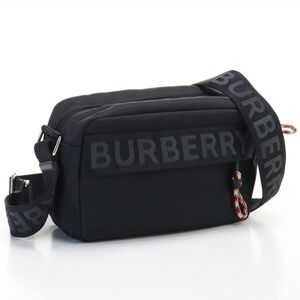 Burberry Unisex Black Silver Hardware Nylon Crossbody Bag Adustable Thick Strap